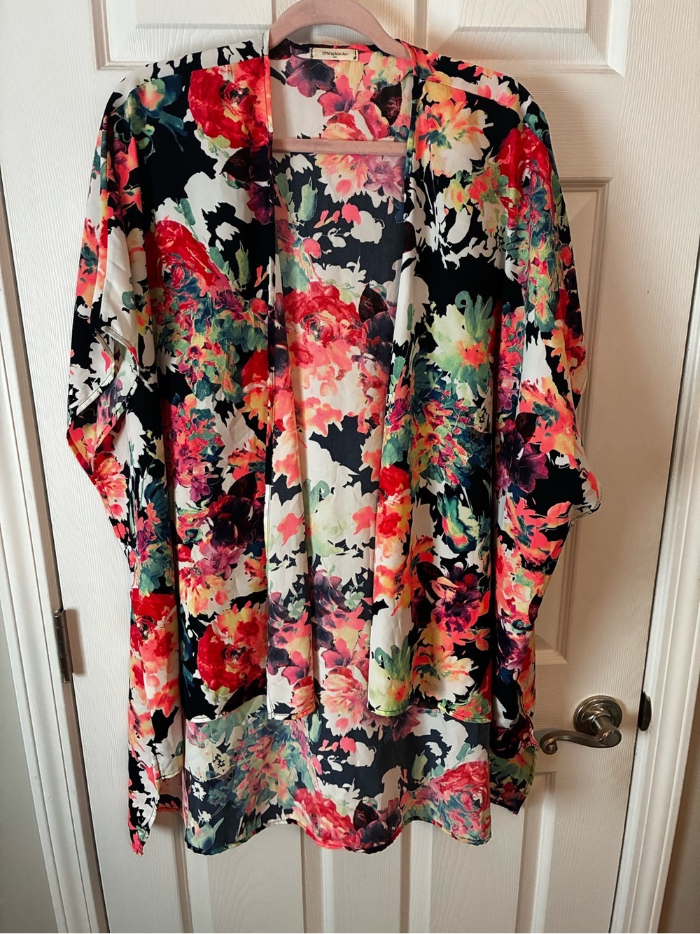 12 Pm By Mon Ami Floral Open Front Kimono Cardigan In Bold Bright Colors